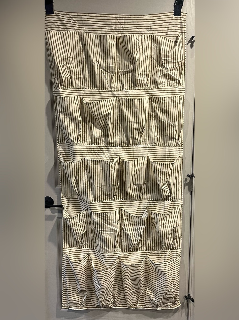 Newly Made Striped Fabric Hanging Organizer - 20 Pockets Craft & Closet Storage